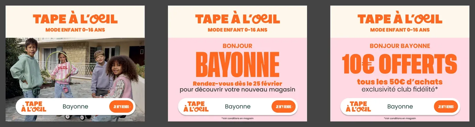 Pavés publicitaires déclinés par magasin