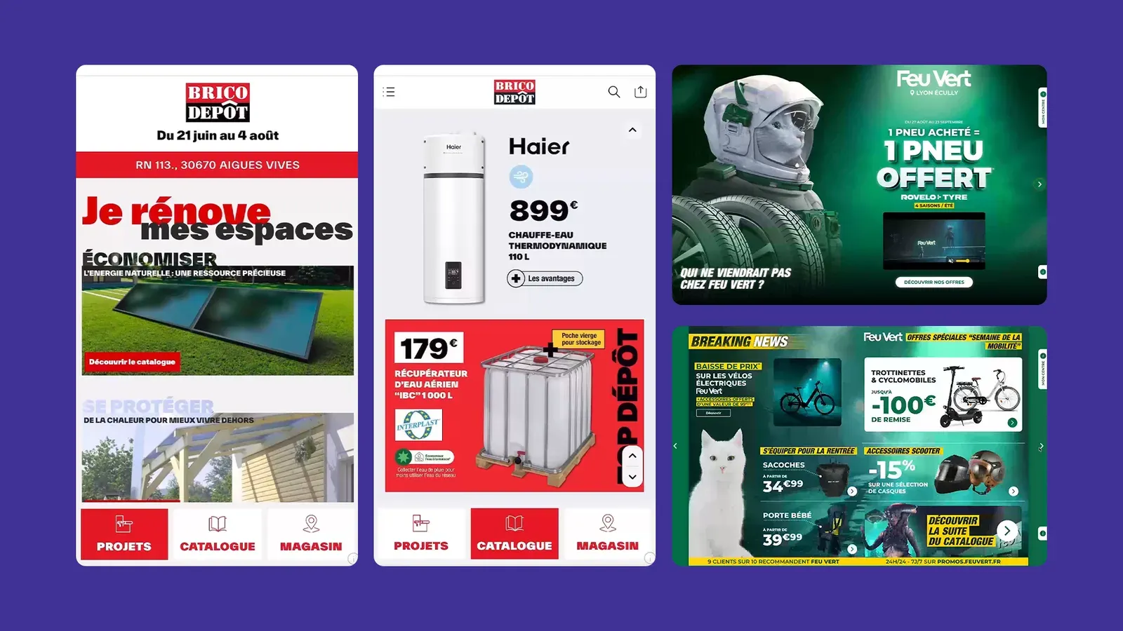 catalogues numériques de deux enseignes consultés sur mobile