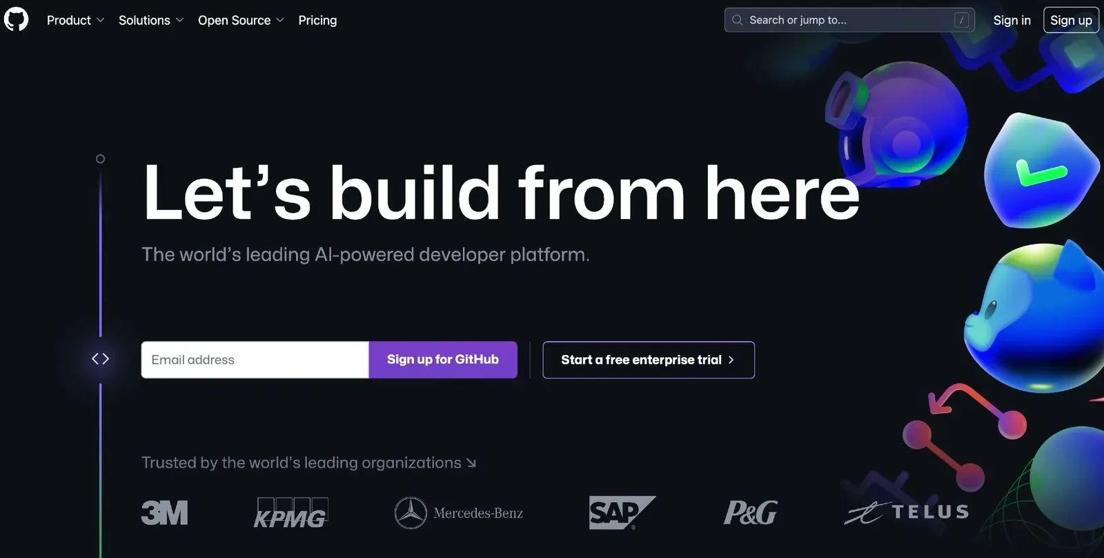 page d’accueil de GitHub